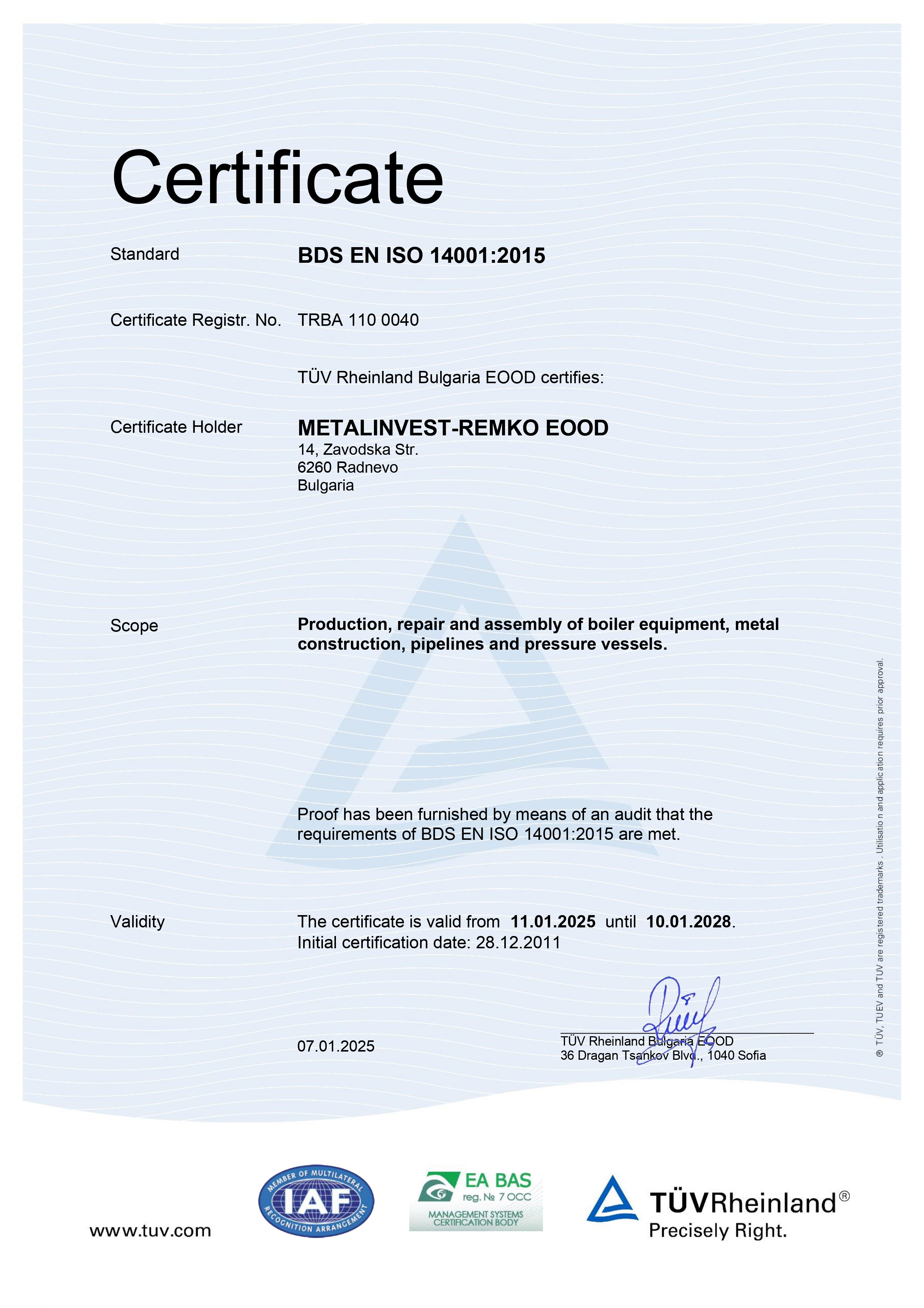 BDS EN ISO 14001:2015